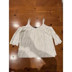 White House Black Market Lace Cold Shoulder Shirt Size M